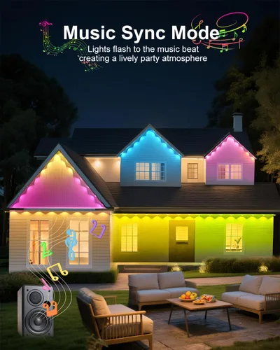 Vista 7 de Luces permanentes para exteriores para casa, luces LED inteligentes RGB de 50 pies con aplicación y control remoto, IP67 impermeable