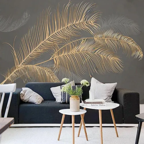 Vista 16 de Mural de pared de flores abstractas, arte moderno, papel tapiz autoadhesivo extraíble grande, para sala de estar, decoración de pared de sala