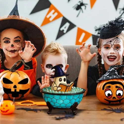 Vista 7 de Lámpara de baño de burbujas fantasma de Halloween, bonita luz nocturna LED espeluznante para decoración de baño, luces de bañera para niños, idea
