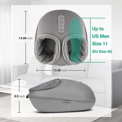 Vista 13 de Medcursor Foot Massager with Heat Shiatsu Deep Kneading, Gray, Up to US 13" Gris