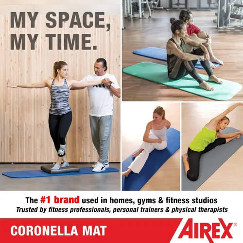 Vista 5 de AIREX Tapete oficial de Coronella para ejercicio, tapete de entrenamiento en casa para rehabilitación, entrenamiento de fuerza, aeróbicos, Carbón