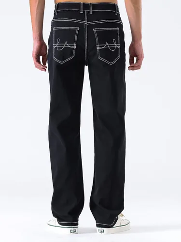 Vista 3 de Jeans negros apilados para hombre, jeans rasgados y rasgados, pantalones de mezclilla rectos Harajuku, pantalones de hip hop, ropa de calle