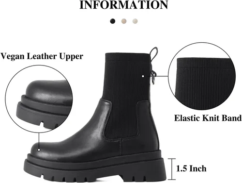 Vista 2 de Shoe'N Tale Chelsea - Botines para mujer, con plataforma elástica, suela elástica, antideslizantes, punta redonda, sin cordones
