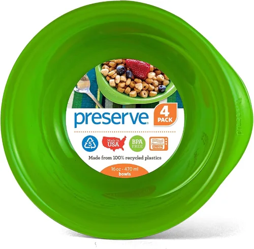 Vista 5 de Preserve Juego de 6 cuencos sin BPA para uso diario, hechos de plástico reciclado en los Estados Unidos, color azul medianoche