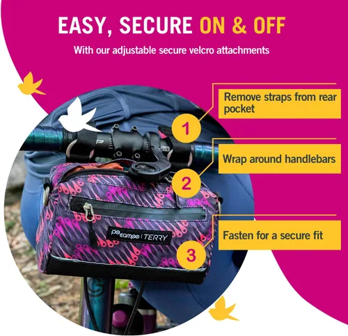Vista 5 de Po Campo Kinga Bolsa para manubrio 2 – Canastas de almacenamiento de bicicletas duraderas e impermeables para montaje frontal, bolsas compactas