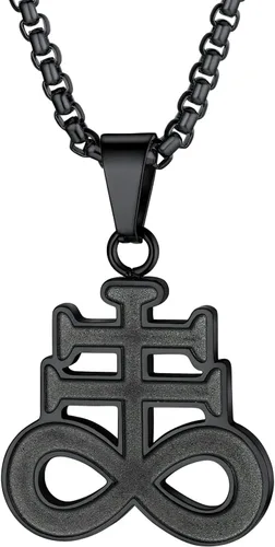 Vista 22 de PROSTEEL Inverted Cross/Leviathan Cross Pendant Necklace for Men Women Negro