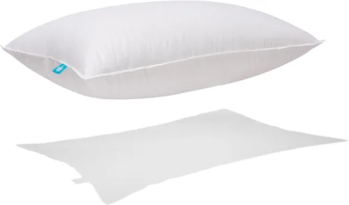 Vista 3 de Canadian Down & Feather Co. - 1 paquete de almohada de plumón de ganso blanco de soporte medio, tamaño estándar, carcasa de 260 hilos, 100% algodón