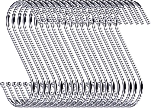 Vista 9 de Paquete de 10 ganchos en S resistentes de 3.5 pulgadas para plantas, exteriores, ligeros, tazas, ganchos grandes, color negro