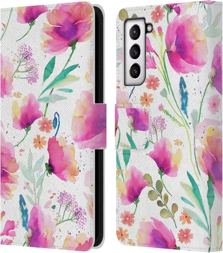 Vista 34 de Head Case Designs Officially Licensed Ninola Abstract Poppies Lilac Floral Leather Wallet Case Compatible with Samsung Galaxy A07 4G