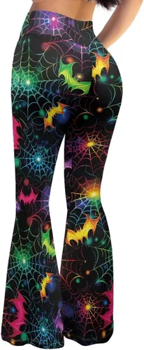 Vista 4 de Body de cintura alta étnico para Halloween, pantalones de yoga acampanados, corte de bota, pantalones de yoga para mujer, fiesta al aire libre