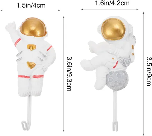 Vista 2 de 2 ganchos de pared de astronauta, resistentes para montar en la pared, ganchos adhesivos para bata, toallas, llaves, perchero, perchero