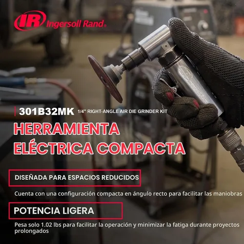 Vista 3 de Ingersoll Rand 301B32MK Kit de Amoladora Angular de Matriz, 1/4 Pulgada, 21,000 rpm