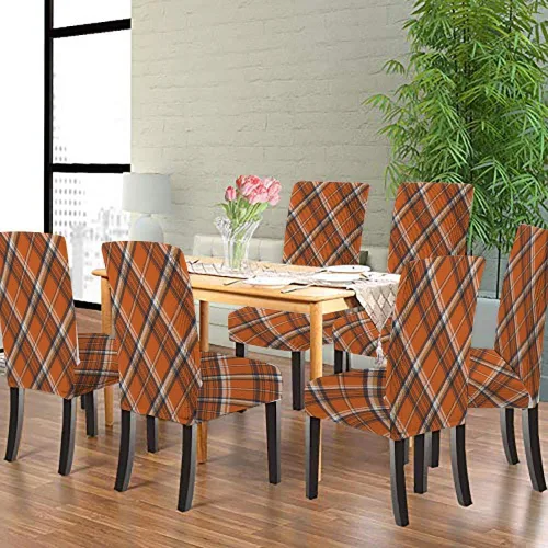 Vista 208 de CAPSCEOLL Christmas Dining Chair Covers,Snowflakes Festive Winter Pattern Stretch Chair Covers for Dining Room Set of 2 Washable Spandex Parson