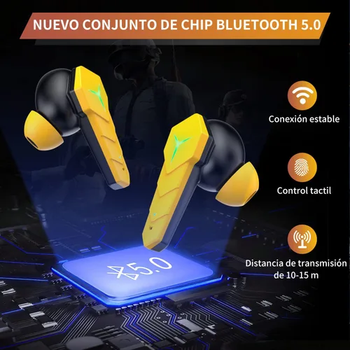 Vista 6 de Kingstar - Auriculares inalámbricos para juegos, Bluetooth 5.0 con micrófono, auriculares para juegos intraurales, 50 ms, emparejamiento automático
