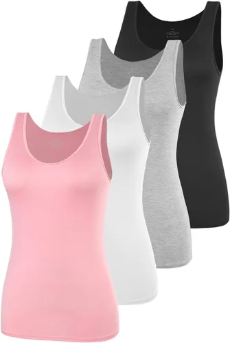 Vista 15 de AMVELOP - Camiseta básica sin mangas para mujer, ropa interior, camiseta sin mangas en paquete de 2-4