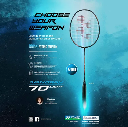 Vista 2 de Yonex Nanoray 70 - Raqueta de bádminton ligera