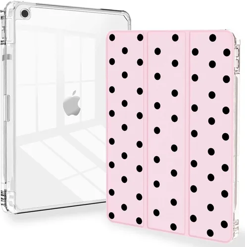 Vista 10 de Feams Funda para iPad de 9ª generación, funda triple para iPad 10.2, cubierta trasera transparente con soporte para lápiz y apagado Ángel