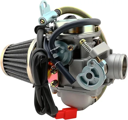 Vista 5 de Carburador GY6 de 150 cc con filtro de aire de repuesto de colector de admisión para motores GY6 de 4 tiempos, estrangulador eléctrico, motocicleta