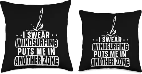 Vista 3 de Windsurfing Surfing Board Water Sports Throw Pillow