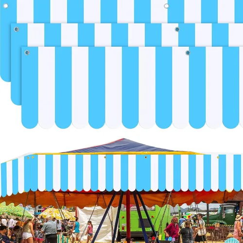 Vista 7 de Preboun 3 piezas de decoración de toldo de carnaval, tienda de campaña de circo, decoraciones colgantes de carnaval, pancarta de concesión, toldo