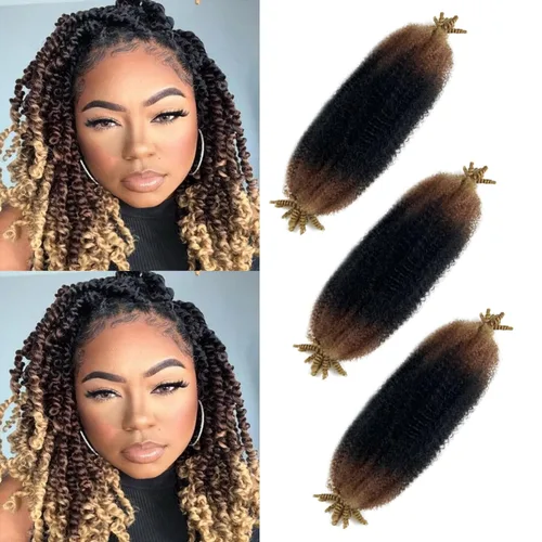Vista 23 de Extensiones de cabello trenzado con resorte Marley Twist de 8 pulgadas, paquete de 8 para niños, cabello rizado y trenzado kinky, locs suaves