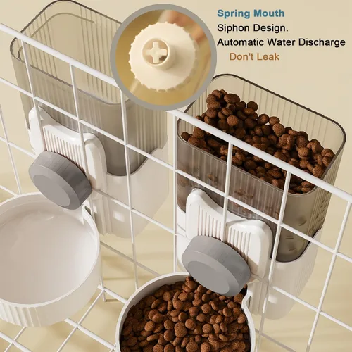 Vista 5 de Lemtrflo Comedero para conejos para jaulas, alimentador automático colgante para gatos y dispensador de agua, accesorios para jaula de hurones