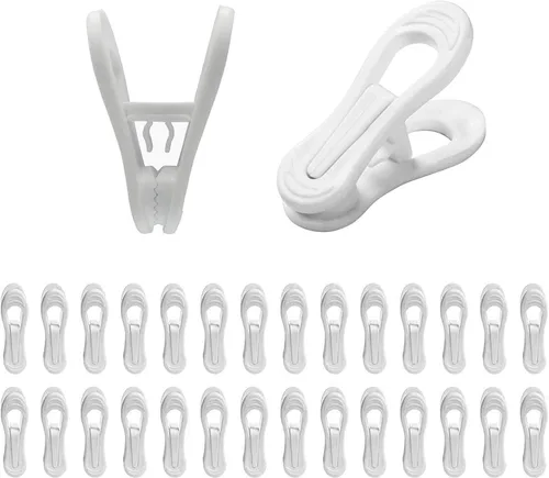 Vista 7 de Clips de plástico resistentes para colgar – multiusos para jeans, faldas, suéteres y pantalones (30 unidades, blanco)