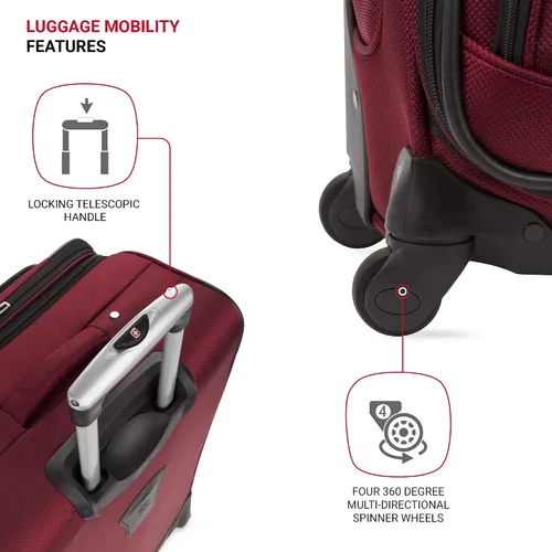 Vista 2 de SwissGear - Equipaje suave expandible Sion con ruedas, Borgoña