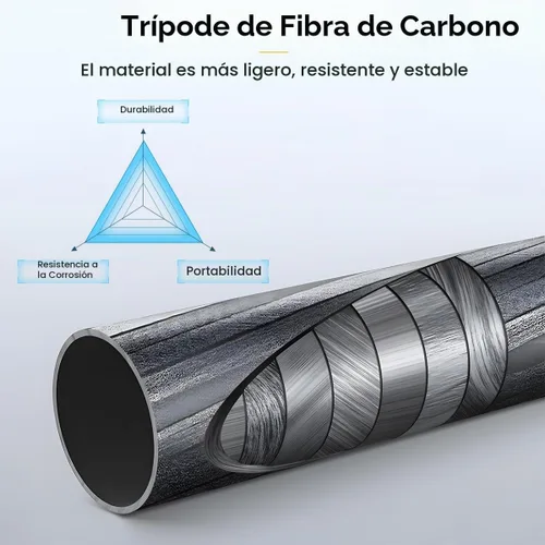Vista 3 de GEEKOTO - Trípode de fibra de carbono de 65 pulgadas con placa