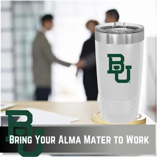 Vista 6 de Game Day Outfitters Baylor University - Vaso de viaje blanco de 20 onzas, vaso de acero inoxidable de doble pared con tapa acrílica, vasos Baylor