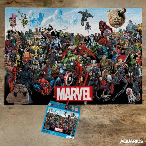 Vista 3 de AQUARIUS Marvel Puzzle Cast (rompecabezas de 3000 piezas) – Mercancía y coleccionables con licencia oficial de Marvel – Sin deslumbramiento – Ajuste