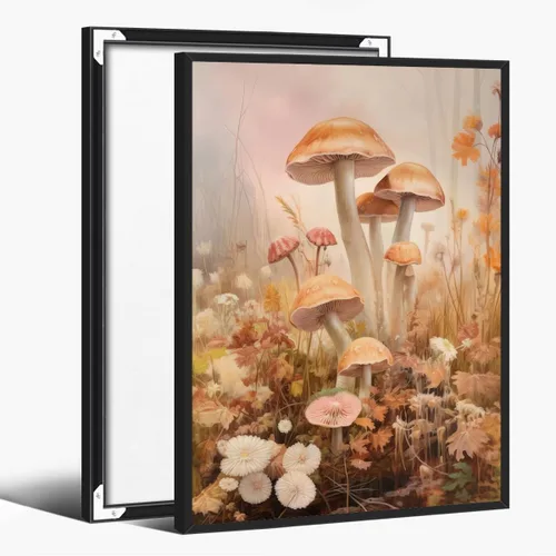 Vista 32 de WLZWD Arte de pared vintage de luna llena, impresión artística mística de bosque de medianoche, arte de academia oscura, póster estético, pintura