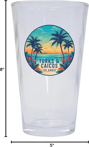 Vista 4 de Turks And Caicos Design D Souvenir - Vaso de 16 onzas, paquete de 2