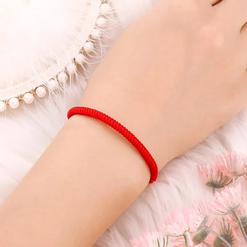 Vista 40 de Pulseras tibetanas hechas a mano con cuerda roja para él y ella, pulsera de la amistad, pulsera de la amistad, hilo negro y rojo para protección