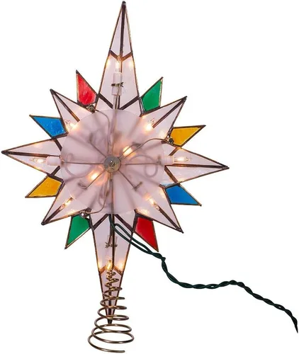 Vista 2 de Kurt S. Adler Estrella de Belén de Capiz con 10 luces y puntas múltiples para la punta del árbol