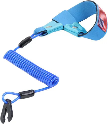 Vista 13 de Cordón de Interruptor de Parada de Emergencia para Barco Adecuado para Yamaha Jet Ski Waverunner, Ajuste Universal, Azul, Paquete de 1, Tirador