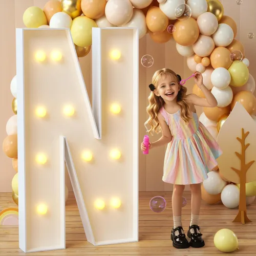 Vista 71 de imprsv Letras con luz para marquesina, letras de mosaico de 3 pies de alto con luz para decoración de baby shower, graduación, grandes