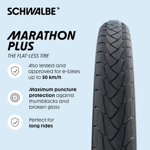 Vista 2 de Schwalbe Neumático de bicicleta Marathon 28 pulgadas – 28 x 1.00 – 25-622– Neumático sin plano para bicicletas – SmartGuard neumáticos de bicicleta