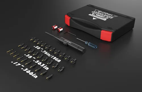 Vista 2 de Kit profesional de mira láser de calibre múltiple, visor de orificio verde mejorado con 30 adaptadores interruptor de botón elección perfecta