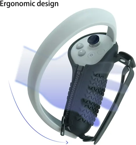 Vista 3 de Funda de agarre de gel de silicona para controlador, correas de controlador ajustables compatibles con accesorios PICO 4 VR (gris)