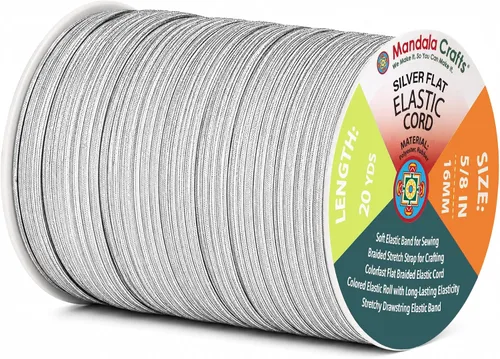 Vista 106 de Mandala Crafts 20 yardas 1/2 pulgada 0.472 in bandas elásticas beige