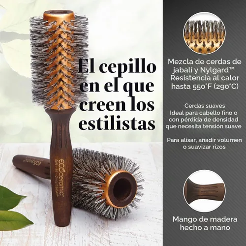 Vista 4 de Olivia Garden EcoCeramic - Cepillo térmico redondo de cerdas suaves (no eléctrico)