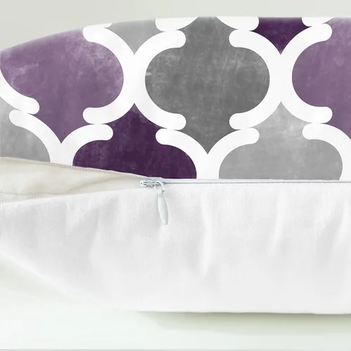 Vista 6 de CaliTime Juego de 2 fundas de almohada decorativas de forro polar degradado con cadena geométrica enrejada cuadriculada para sofá, cama, sofá