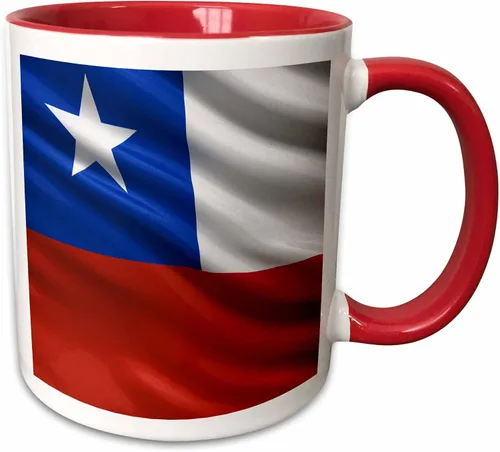 Vista 13 de 3dRose Taza de cerámica con diseño de bandera de Chile agitando en el viento, 11 onzas Blanco