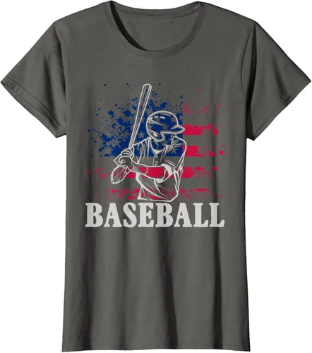 Vista 9 de Camiseta de béisbol deportiva estadounidense con bandera estadounidense, Negro, S