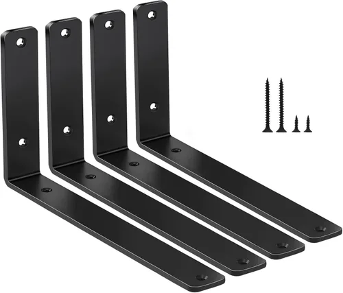 Vista 60 de Paquete de 2 soportes de estante en L de 6 pulgadas de largo x 4 pulgadas de alto x 1.5 pulgadas de ancho, 5 mm de grosor, soportes de estante
