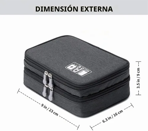 Vista 4 de mygreen Organizador de viaje para electrónica, estuche impermeable para accesorios electrónicos, bolsa de almacenamiento para cables de doble capa
