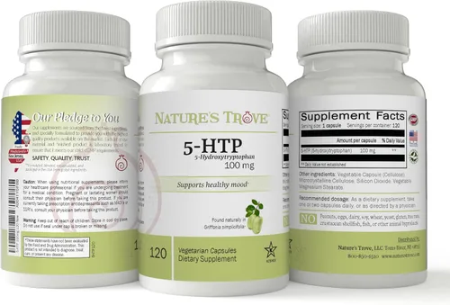 Vista 3 de Nature's Trove 5-HTP 100mg 120 Cápsulas Vegetarianas