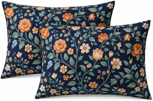 Vista 25 de YIYEA Juego de 2 fundas de almohada estándar de microfibra ultra suave de doble cepillado, fundas de almohada estándar, fundas de almohada florales