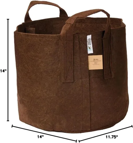 Vista 2 de Root Pouch Bolsa de cultivo reutilizable no degradable con asas (7 galones, marrón)